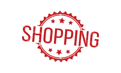 SHOPPING red rubber stamp vector design.
