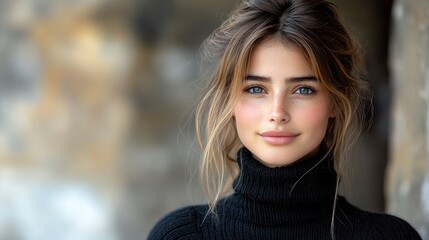 Naklejka premium Beautiful Young Woman with Blue Eyes Smiling