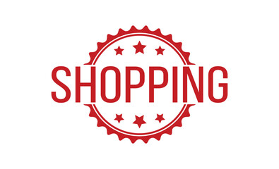SHOPPING red rubber stamp vector design.