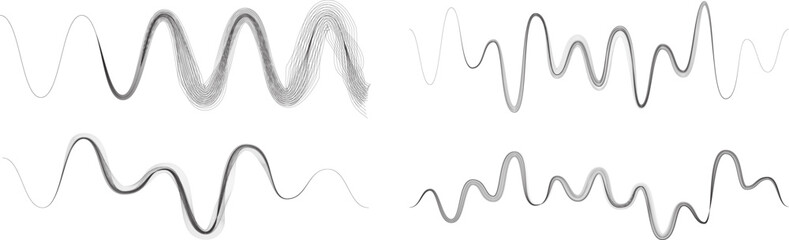 Decorative wave of lines . Intertwined one lines waves. Abstract flow linear fluid design element .Zigzag waves. Wavy Music sounds lines. Wavy ornament design.Line art .Vector 