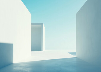 Abstract 3d rendering minimalist style architectural space scene