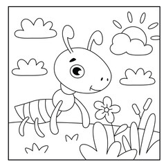 Ant coloring page for kids