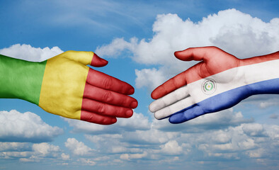 Paraguay and Mali country handshaking with flags, consensus concept international co-operation illustration