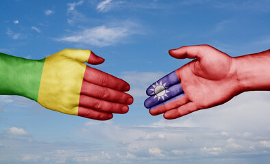 Taiwan and Mali country handshaking with flags, consensus concept international co-operation illustration