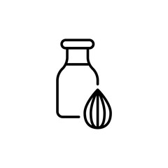 Almond drink outline icons, minimalist vector illustration ,simple transparent graphic element .Isolated on white background
