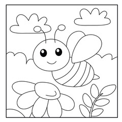 Bee coloring page for kids