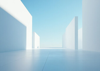 Abstract 3d rendering minimalist style architectural space scene