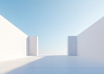 Abstract 3d rendering minimalist style architectural space scene