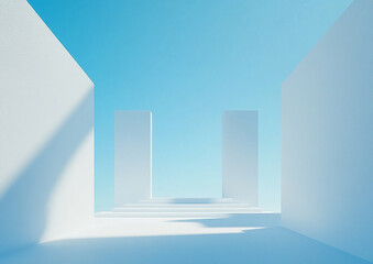 Abstract 3d rendering minimalist style architectural space scene