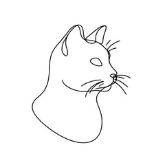 A cat is drawn in a black and white style. The cat has a very cute and innocent look