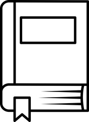 Line art book icon, outline book illustration with thin line.