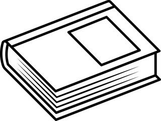 Line art book icon, outline book illustration with thin line.