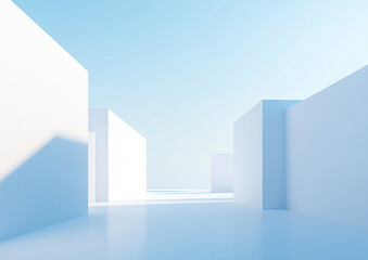 Abstract 3d rendering minimalist style architectural space scene