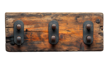 Wooden Board with Metal Hooks