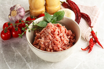 Raw minced pork uncooked meat