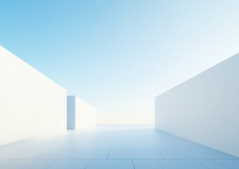 Abstract 3d rendering minimalist style architectural space scene,