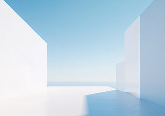 Obraz premium Abstract 3d rendering minimalist style architectural space scene,