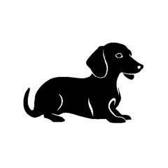   Elegance and Charm of Dachshund Silhouettes in black Minimalist Art. Dachshund silhouette Dachshund vector isolated white