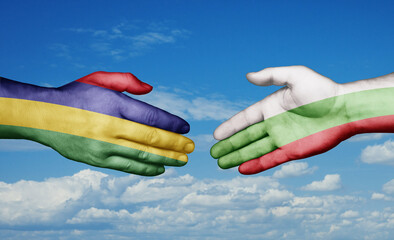 Bulgaria and Mauritius country handshaking with flags, consensus concept international co-operation illustration