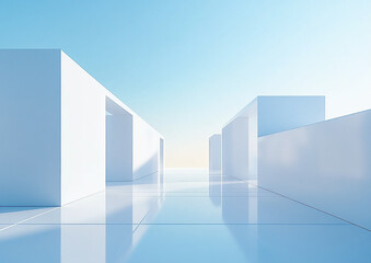 Abstract 3d rendering minimalist style architectural space scene,