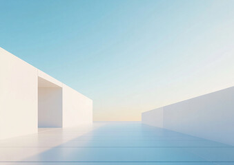Abstract 3d rendering minimalist style architectural space scene,