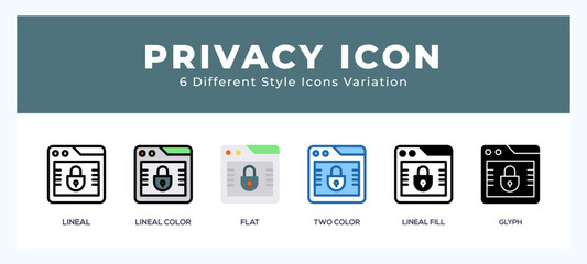 Privacy icon set. Design elements for logo
