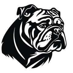 English bulldog silhouettes and icons. Black flat color simple elegant English bulldog animal vector and illustration.