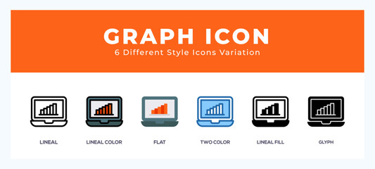 Graph vector icons designed. icon symbol set.