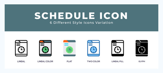 Schedule icon set pack vector illustration.