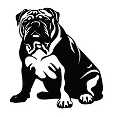 British bulldog dog silhouette, Vector illustration silhouette of a dog on a white background.