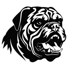 British bulldog dog silhouette, Vector illustration silhouette of a dog on a white background.