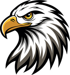 Silhouette of an eagle's head in vector art style, set against a clean white background for a striking logo effect