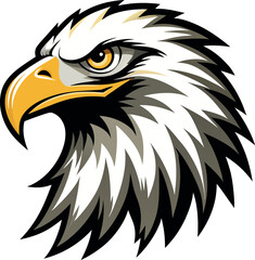 Fototapeta premium Silhouette of an eagle's head in vector art style, set against a clean white background for a striking logo effect