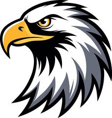 Fototapeta premium Silhouette of an eagle's head in vector art style, set against a clean white background for a striking logo effect