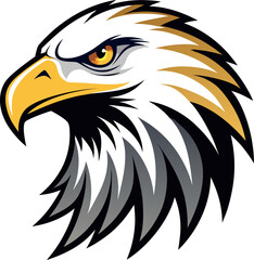 Fototapeta premium Silhouette of an eagle's head in vector art style, set against a clean white background for a striking logo effect