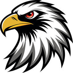 Fototapeta premium Silhouette of an eagle's head in vector art style, set against a clean white background for a striking logo effect
