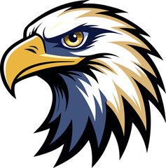 Fototapeta premium Silhouette of an eagle's head in vector art style, set against a clean white background for a striking logo effect