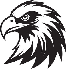 Obraz premium Silhouette of an eagle's head in vector art style, set against a clean white background for a striking logo effect