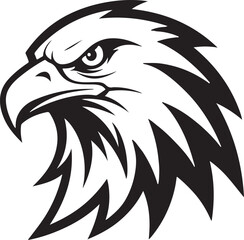 Fototapeta premium Silhouette of an eagle's head in vector art style, set against a clean white background for a striking logo effect