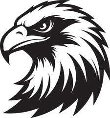 Obraz premium Silhouette of an eagle's head in vector art style, set against a clean white background for a striking logo effect