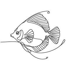 A fish is swimming in the water. The fish is black and white