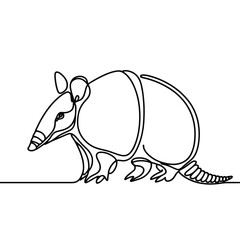 A line drawing of a large animal with a long tail. The animal has a long snout and is standing on a white background