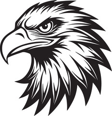 Obraz premium Silhouette of an eagle's head in vector art style, set against a clean white background for a striking logo effect