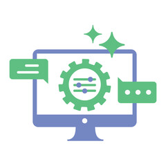 Conversational AI Optimization Icon. Representing AI Conversation Enhancement. System Dialogue Optimization. User Interaction Improvement. AI Workflow Tuning. Vector Editable icon.