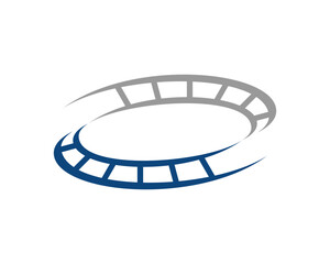 Upside down rail in blue and gray vector logo