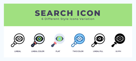Search icon in different style vector illustration.