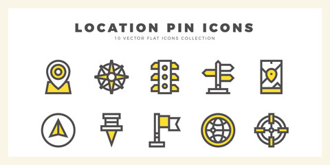 10 Location Two Color icon pack. vector illustration.