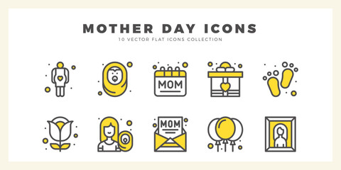 10 Mothers day Two Color icon pack. vector illustration.