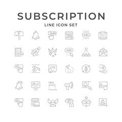 Set line icons of subscription