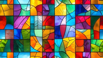 Vibrant Stained Glass Window Pattern in a Colorful Seamless Design